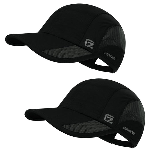 GADIEMKENSD Outdoor Men's Running Hat Cooling Womens Summer Baseball Cap UV Sport Mesh Trucker Dad Hats Quick Dry Breathable Unstructured for Camping Fishing Hiking Black L