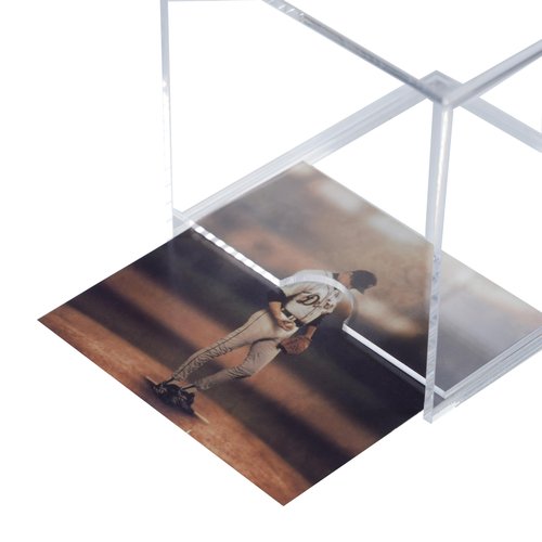 Softball Display Case Clear Acrylic Display Cube for Softball Baseball Tennis Ball Sports Ball Storage with Wooden Base - Display Memorabilia and Souvenirs