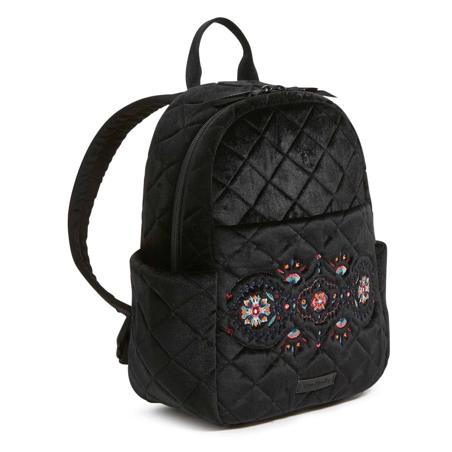 Vera Bradley Women's Velvet Small Backpack Bookbag, Winter Ornaments, One Size