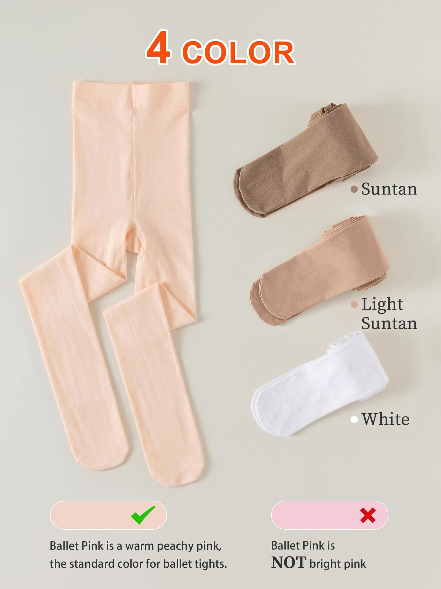 DIPUG Tan Tights for Girls Dance Nude Ultra Soft Footed Ballet Tight for Toddlers and Kids Size 8 9 10, 1 Pack