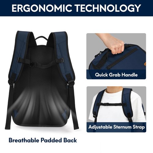 Haimont Insulated Backpack Cooler Dual Compartment for Men Women, 30 Cans Soft Leakproof Double Deck Cooler Lunch Back Pack for Picnic, Camping, Hiking, Navy Blue