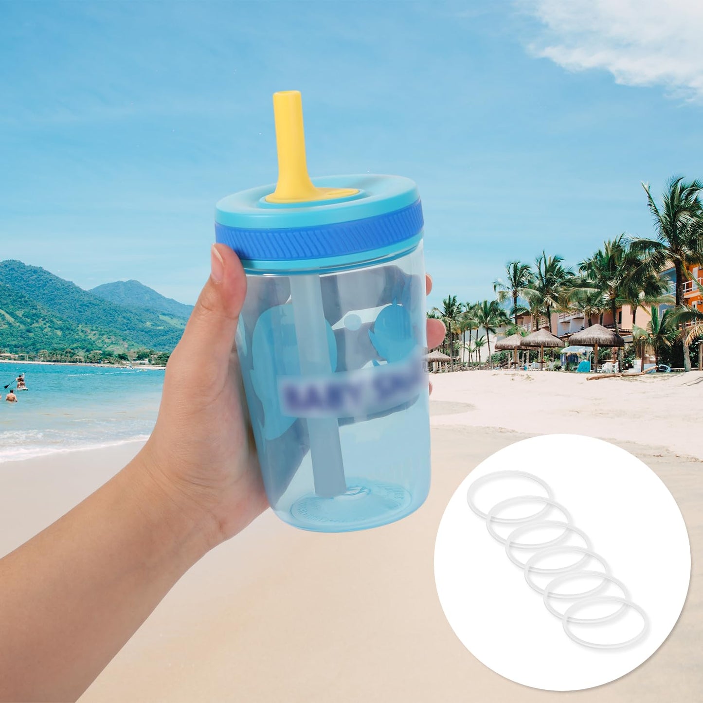 6pcs Replacement Rubber Gaskets for Zak Designs Kelso 15 oz, Leak Proof Silicone Cup Lid Gasket Sealing Ring Accessory for Zak Water Bottle, BPA-Free