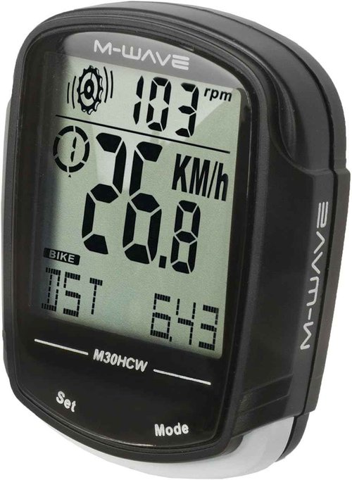 Bicycle Computer M-Wave M30HCW - Wireless, Waterproof, Black Cycling Tracker