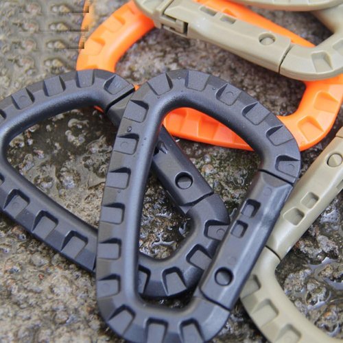 EKLORN 6pcs Plastic Light Weight D-Ring Carabiner Hanging Hook Clip for Backpack Outdoors with Free Cable Organizer