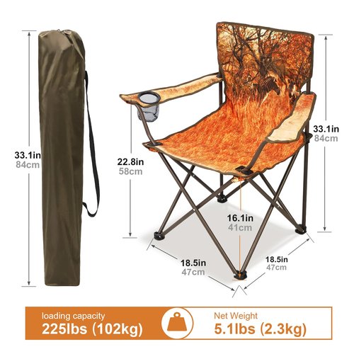 Northroad 2Pack Folding Camping Chairs Portable Animal Print Collapsible Hunting Chair for Outdoor Travel, Patio, Beach, Fishing - Zebra