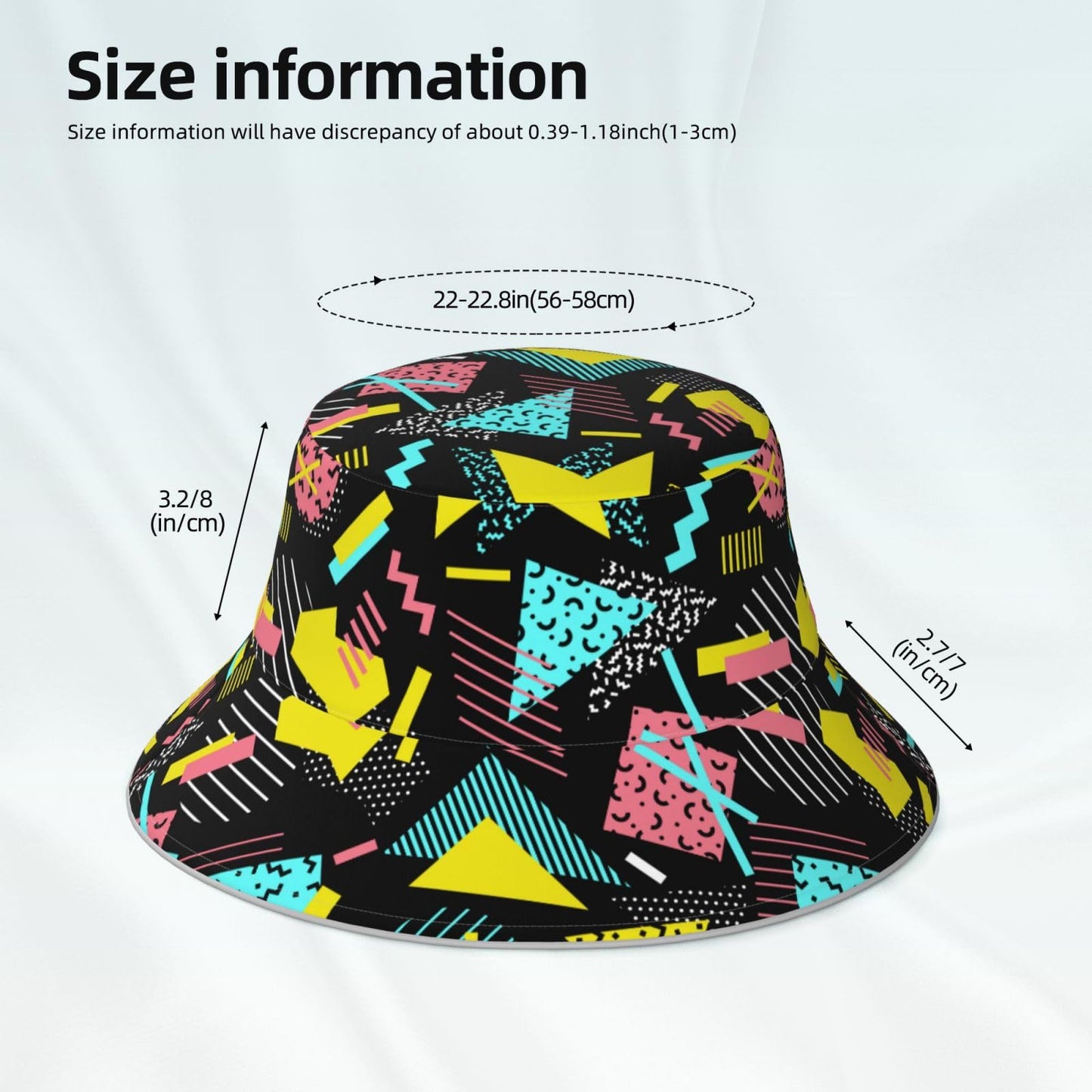 80s 90s Funny Colorful Bucket Hat Beach Summer Sun Hat Reversible Fisherman Hats Double Sided Wearing for Women Men Boys Girls