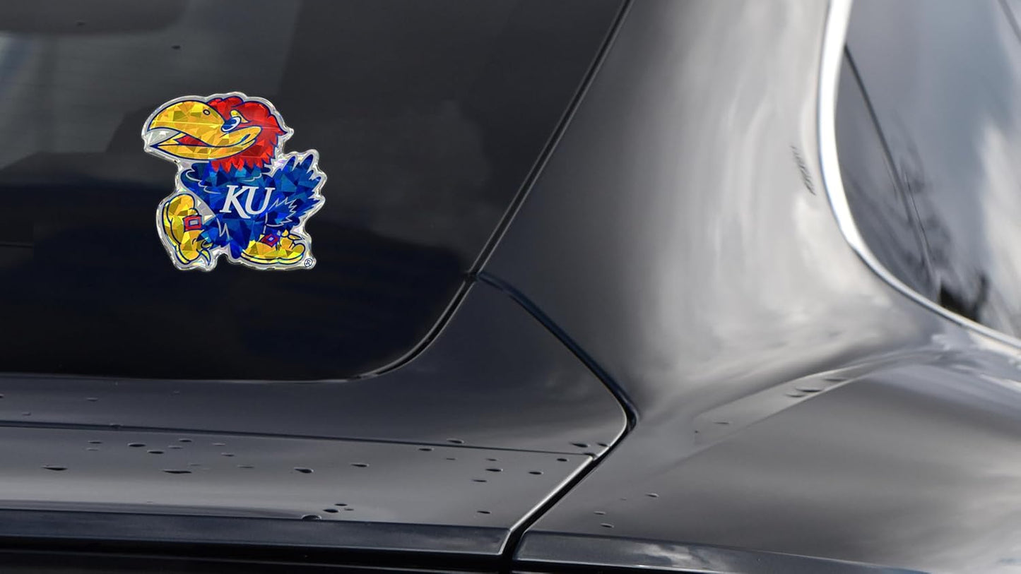 Elektroplate Officially Licensed Kansas Jayhawks Crimson & Blue Reflective Decal | Premium 3D All Weather Sticker for Car, Water Bottle, Laptop, Window, Cooler, Toolbox, Phone | Made in The USA