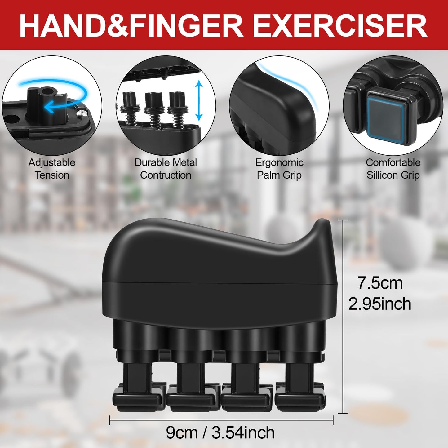 Hand Grip Strengthener Workout Kit (5 Pack) with Adjustable Tension Finger Exerciser, Adjustable Resistance Hand Gripper, Stress Relief Ball, and Forearm Workout Ring for Muscle Building and Injury Recovery