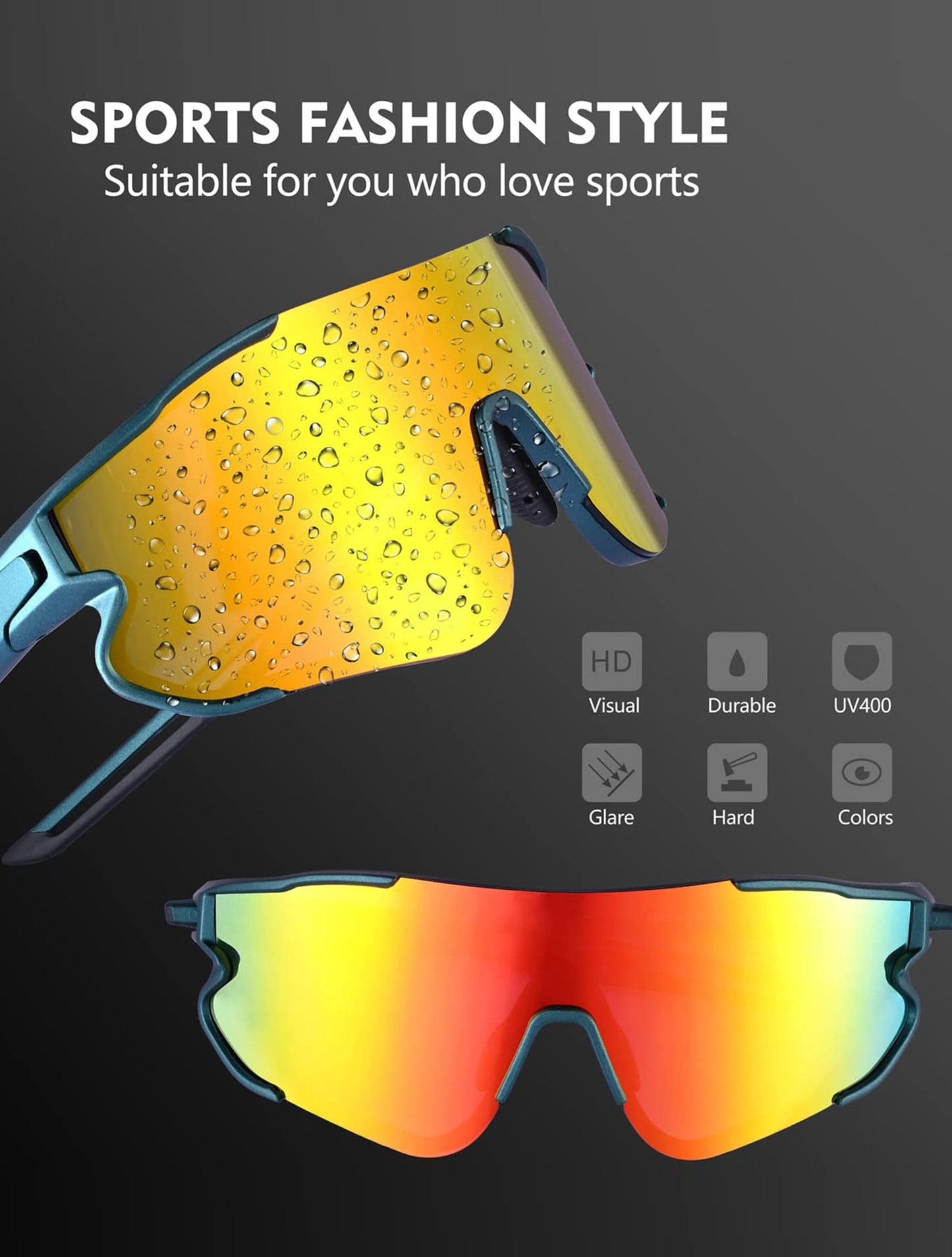 GREENTREEN Polarized Sport Sunglasses for Men Women: Cycling Glasses UV400 Protection - Lightweight Sun Glasses for Running Fishing Baseball