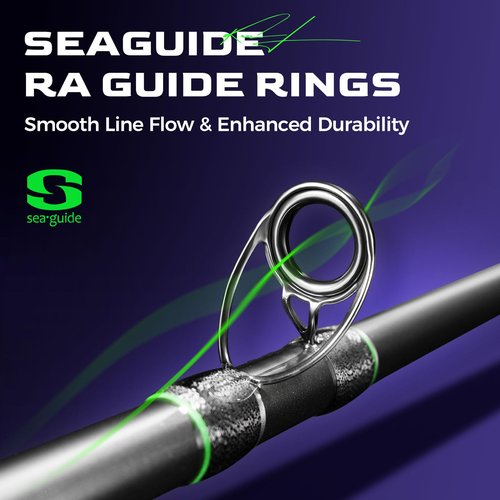 HANDING M1 Musky Fishing Rod 7'6'' Heavy Casting Rod with Fast Action 30T+24T Carbon Fiber SEAGUIDE RA Guide Rings for Northern Pike Catfish Striped Bass Snook
