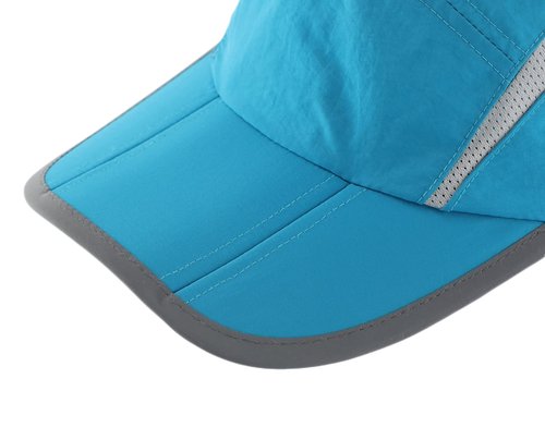 Connectyle Foldable Mesh Sports Cap with Reflective Stripe Breathable Sun Runner Cap (Lake Blue)