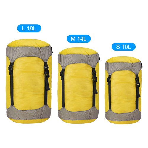 PATIKIL Compression Stuff Sack, 10L S Size Waterproof Sleeping Bag Storage Sack Portable Compression Bag for Backpacking Camping, Yellow