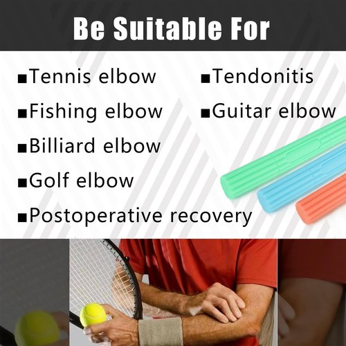 benlexben Flex Therapy Bar，Tennis Elbow Therapy Bar,Relieve Tendonitis Pain & Improve Grip Strength, Resistance Bar for Golfers Elbow, Tendonitis, Wrist, Forearms Pain Relief