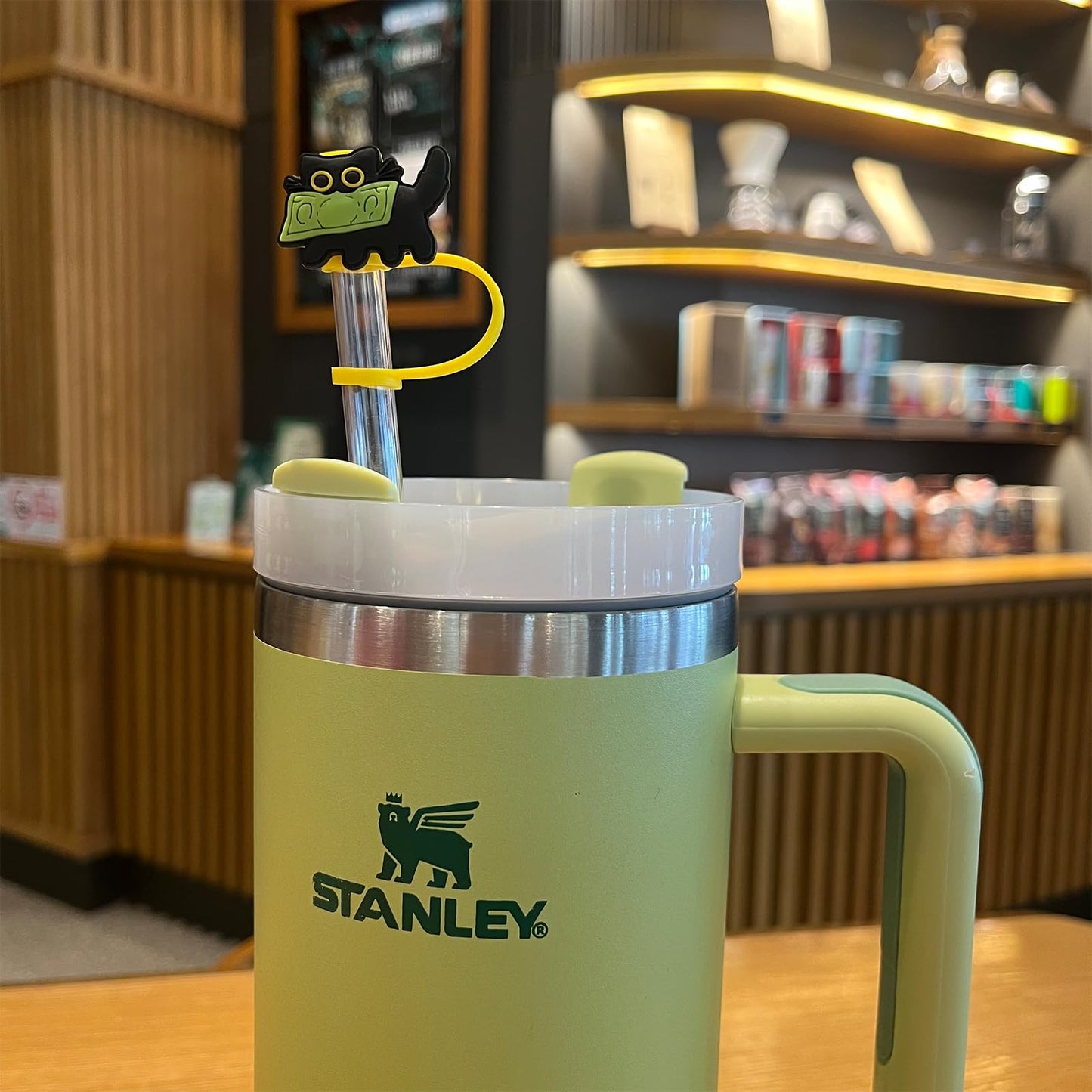 Amreich Cat Straw Cover Cap for Halloween Stanley Cup - 6PCs Cute Black Cat Straw Toppers for 30 40 Oz Tumbler with Handle Silicone Straw Tips Accessories for 10mm Straws