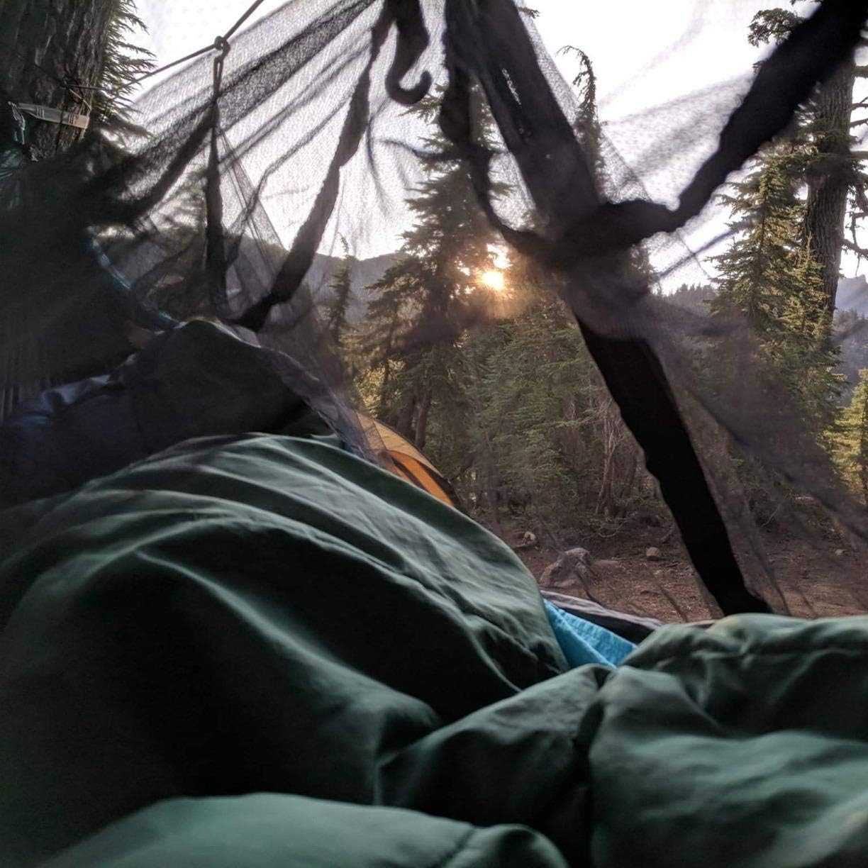 Hammock Bug Mosquito Net XL 11x4.6FT No-See-Ums Polyester Fabric for 360 Degree Protection Dual Sided Diagonal Zipper for Easy Access Fits All Hammocks