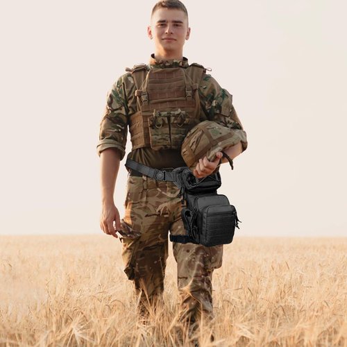 ROGJUK Tactical Drop Leg Bag For Men, Black Crossbody bag Backpack Thigh Pouch Military Hunting Outdoor Sling Bags Motorcycle Tool Work Waist Leg Pouch Bags Women Fanny Pack