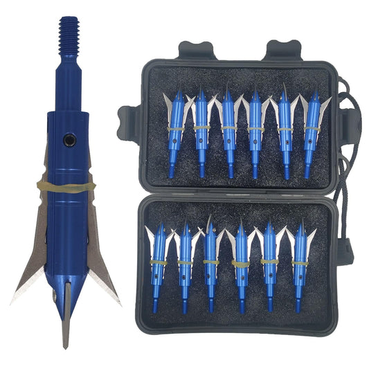 Flying Swifts Hunting Broadheads 12PK Cutting Blade Archery Broadhead 100Grain Screw-in Arrow Heads Arrow Tips Compatible with Traditional Bows and Compound Bow (Blue-1)