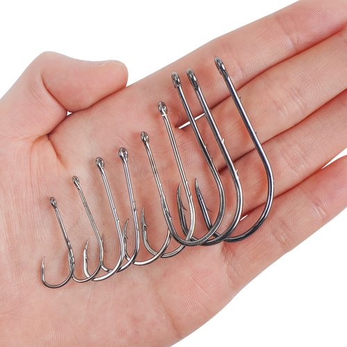 Baitholder Fishing Hooks Kits High Carbon Steel Saltwater Barbed Offset Jig Hook Long Shank Beak Bait Holder Live Bait Hooks Mix Sizes 200PCS