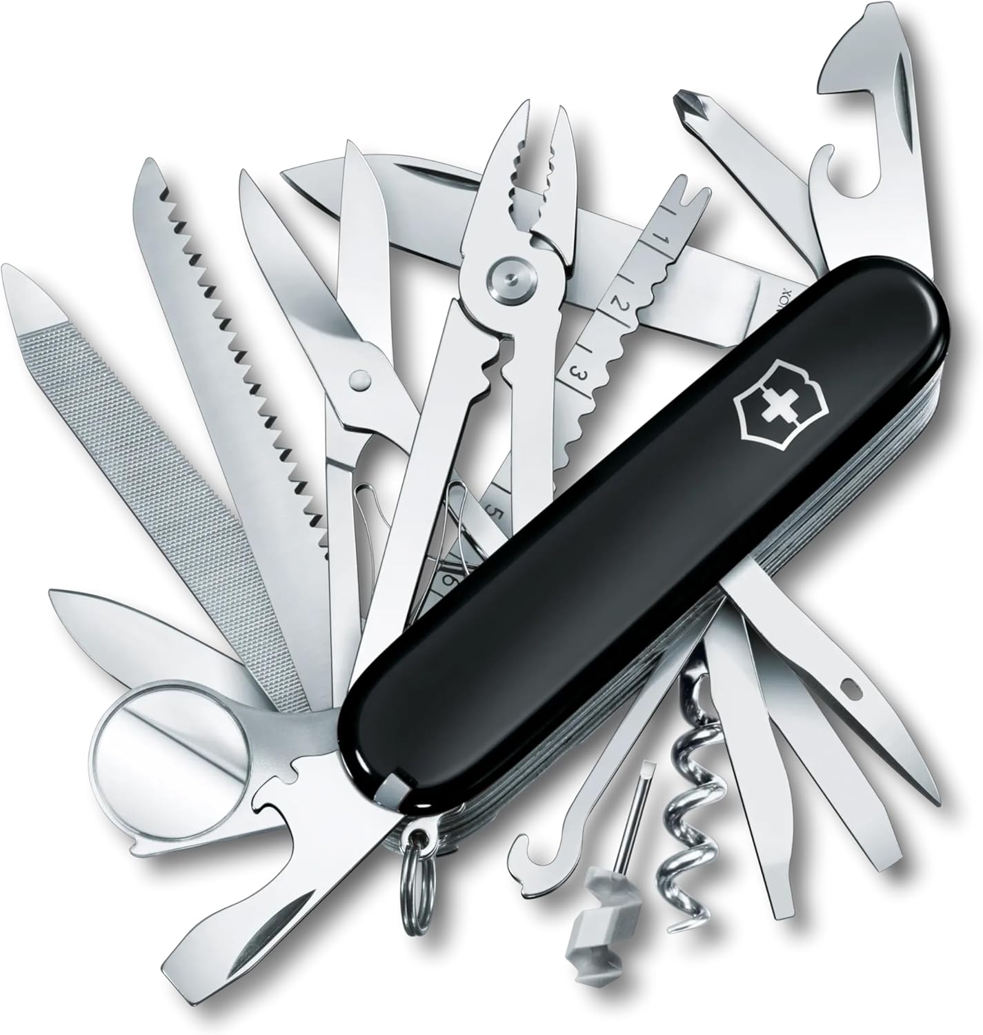 Victorinox Swiss Champ Swiss Army Knife, 33 Functions, Swiss Made Pocket Knife with Large Blade, Screwdriver, Chisel and Combination Pliers - Red