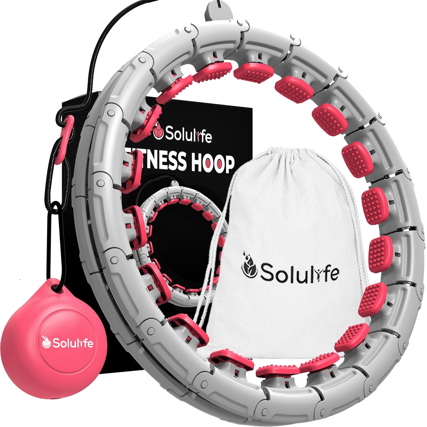 Experience Fitness Excellence with our Infinity Hoop plus Size – Weighted Hula Hoop for Weight Loss – hula hoop exercise ring with ABS and quality wheels – For all the sizes and levels (Gray and Pink)