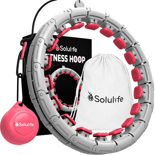 Experience Fitness Excellence with our Infinity Hoop plus Size – Weighted Hula Hoop for Weight Loss – hula hoop exercise ring with ABS and quality wheels – For all the sizes and levels (Gray and Pink)