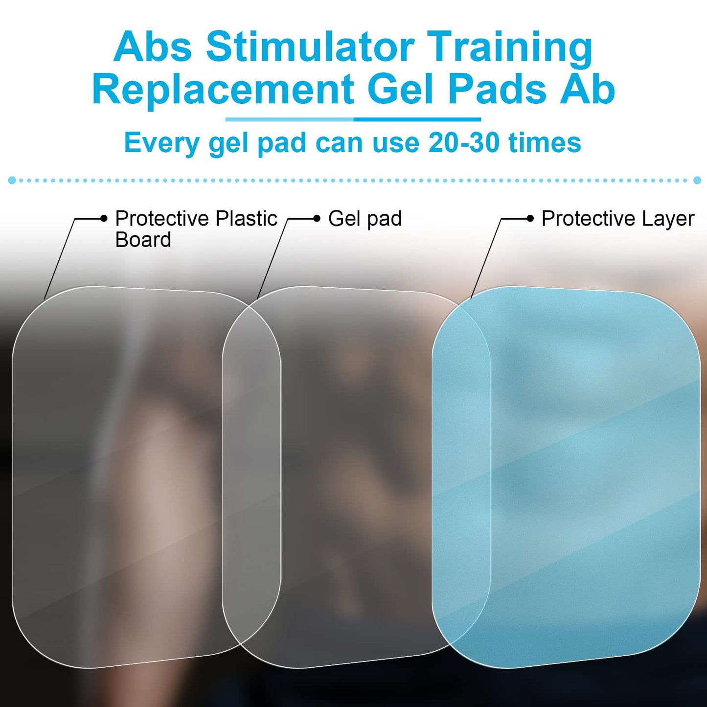 Treela 300 Pcs/ 150 Pack Gel Pads Muscle Stimulator Pads ABS Stimulator Gel Pads Replacement Training Accessory for AB Workout EMS Toner Abdominal Muscle Trainer Toning Belt Belly Arm Thigh Flab Leg