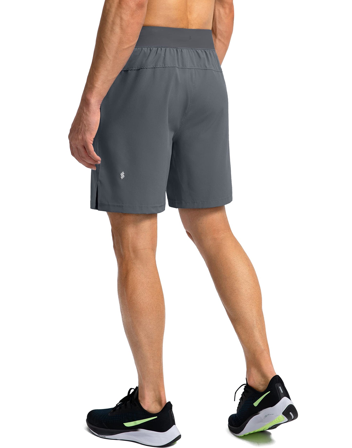 Soothfeel Men's Running Shorts with Zipper Pockets 7 Inch Lightweight Quick Dry Gym Athletic Workout Shorts for Men (Grey, XL)
