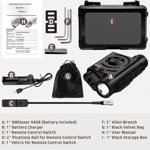 SMSlaser Purple Laser Sight + Infrared(IR) Laser Beam + 1200 Lumens Tactical Flashlight, Rifle Ar Laser, Airsoft Ar 15 Laser, Including Battery Charger and Remote Control Switch, Fit for AEG GBB CQB