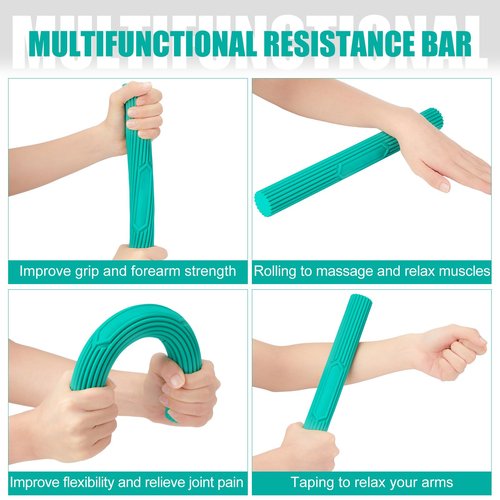 Silipull 3 Pcs Twist Hand Exerciser Bars With 3 Hand Exercise Balls Fitness Resistance Bars for Physical Therapy Flexible Elbow Stress Balls Relieve Tendonitis Pain and Improve Grip Strength