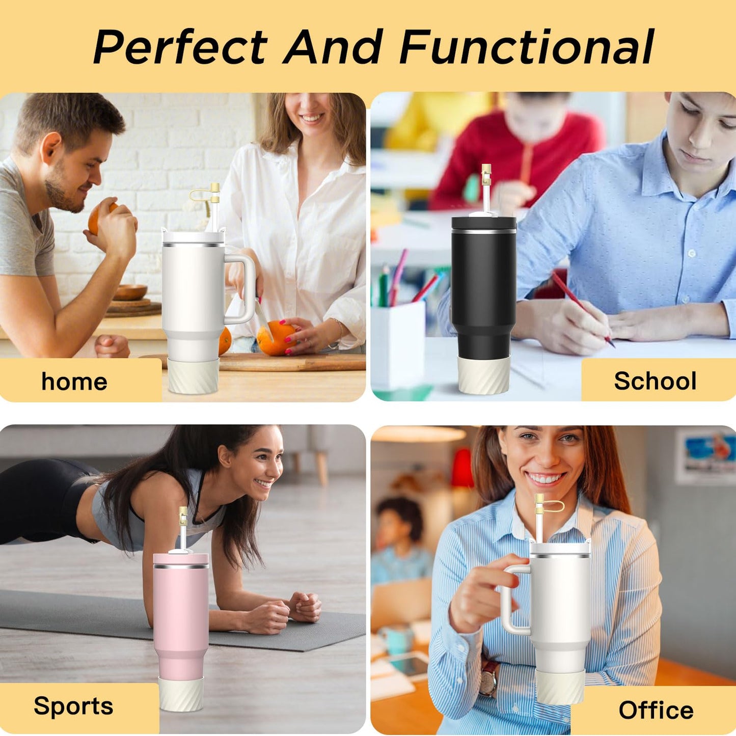 AICase for Stanley Boot Bottom Protector and Straw Cover Topper Cap with Reusable Replacement Straws for Stanley/Simple Modern 30/40 Oz Tumbler Cup Accessories