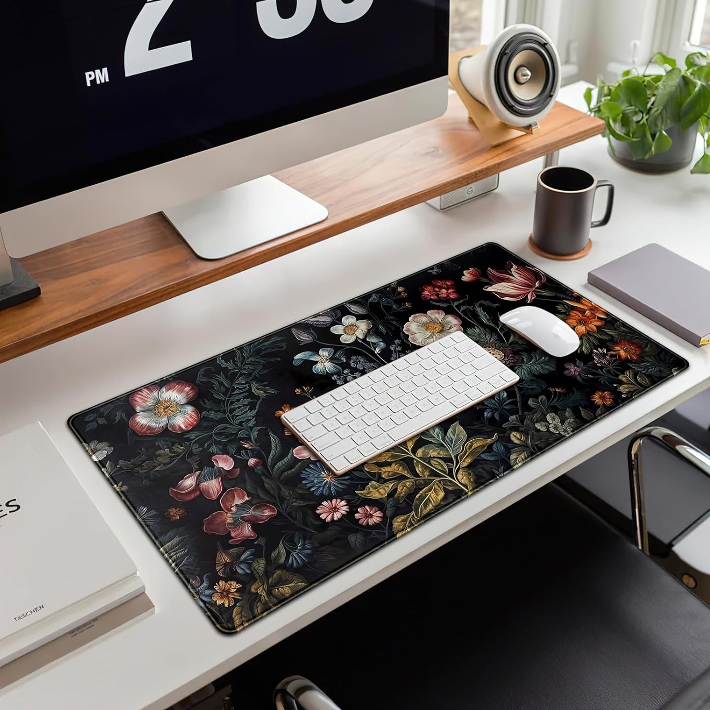 Japanese Desk Mat Riverside Full Moon Desk Pad Black Red Large Mouse Pad Gaming Mousepad Extended XXL Keyboard Pad 31.5 x 15.7 in Laptop Computer Mouse Keyboard Mat for Office Desk Decor