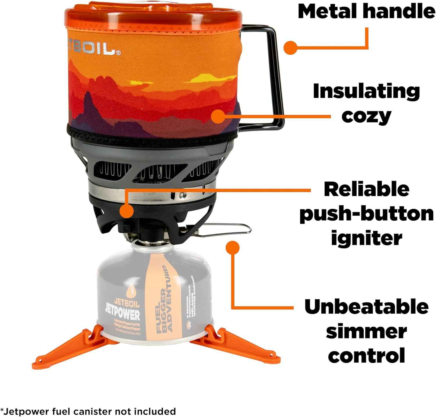 Jetboil MiniMo Camping Stove - Adjustable Heat Backpacking Cooking System