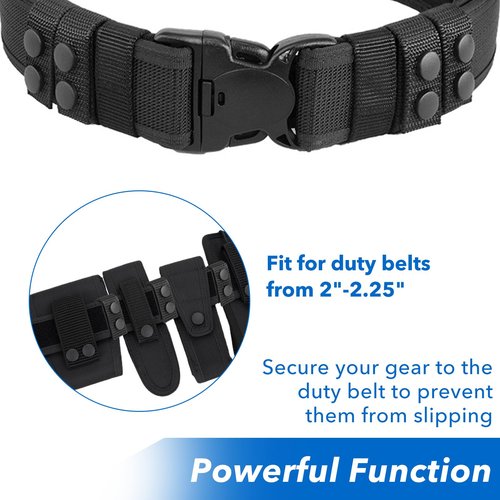 Nylon Belt Keepers for Duty Belt 2¼" Wide with Double Snaps - 6 Pack Tactical Gear Accessories for Police Security Equipment, Heavy-Duty Black Belt Clips & Secure Holder (Fits 2"-2.25" Duty Belts)