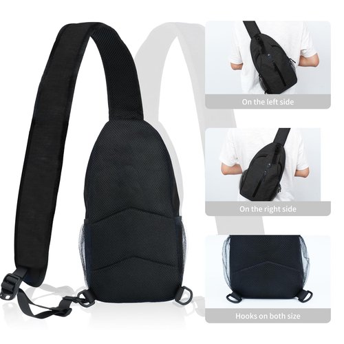 Sling-Bag Crossbody-Bag Women-Men Backpack-Daypack - Hiking Chest Travel with Water Bottle Pocket Portable Hiking Daypacks For Women Black
