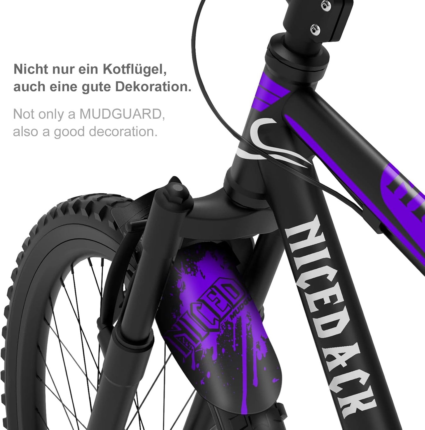 NICEDACK Bike Fender, Adjustable MTB Mud Guard, Front and Rear Compatible Mudguards, Fits 650B 20" 26" 27.5" 29 inch Fat Tire Bikes and All Disc Brake Bicycles