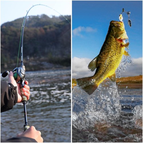 Sougayilang BD Fishing Rod and Reel Combos, Spinning & Casting Fishing Combo,30Ton+24Ton Graphite 2 Pc Fishing Poles with SuperPolymer Handle, “S” Style Hook Keeper(1 Pack)