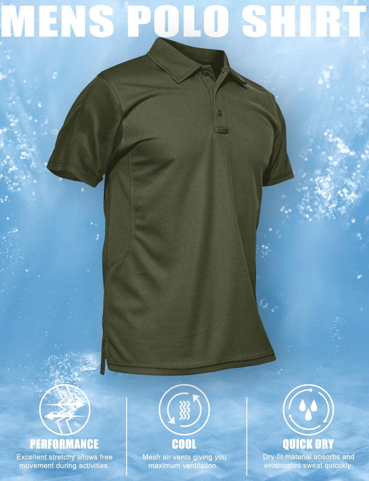 MAGCOMSEN Polo Shirts for Men Short Sleeve Golf Shirts Summer Casual Tactical Polo Shirt for Men Army Green M