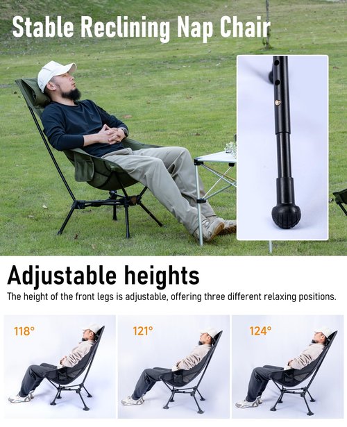 iClimb 1 Adjustable High Back Anti-Sinking Chair and 1 Low Back Chair Bundle, Ultralight Compact for Two Person Outdoor Camping Backpacking Hiking Beach Concert