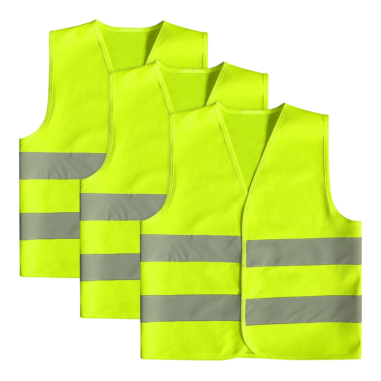 GOOFIT High-Visibility Children's Safety Vest Yellow Reflective Vest Breathable Universal Size Protective Vest for Boys and Girls Pack of 3