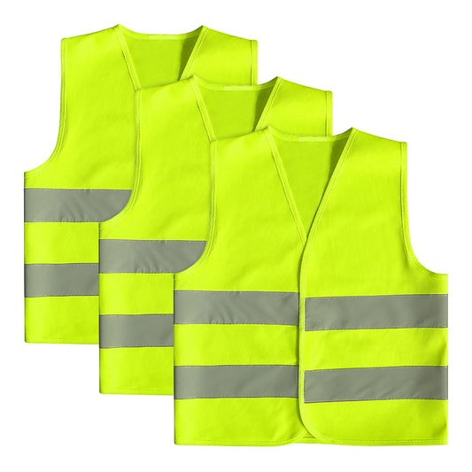 GOOFIT High-Visibility Children's Safety Vest Yellow Reflective Vest Breathable Universal Size Protective Vest for Boys and Girls Pack of 3