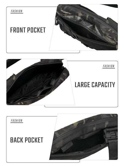 TACTICAL_GEEK Cache L3 Black Camo Crossbody Shoulder Bag, Men Multipurpose Sling Bag, Chest Backpack Casual Shoulder for Daily Carry