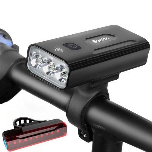 High Lumen Super Bright Bike Lights,5200mAh Runtime 10+ Hours,Rechargeable Bicycle Lights Front and Back for Night Riding,5 Light Modes,Easy to Install Without Tools