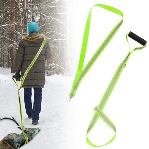 NQEUEPN Deer Drag Rope, Heavy Duty Reflective Deer Drag and Harness with Adjustable Shoulder Strap Deer Drag Strap Deer Hunting Accessories for Outdoor Hunting Quick Moving (Green)