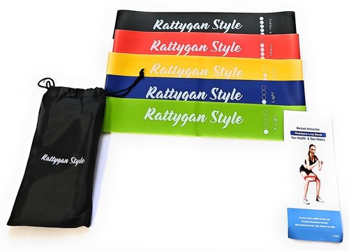 Rattygan Style Resistance Exercise Loop Bands Set with Instruction Manual and Carry Bag
