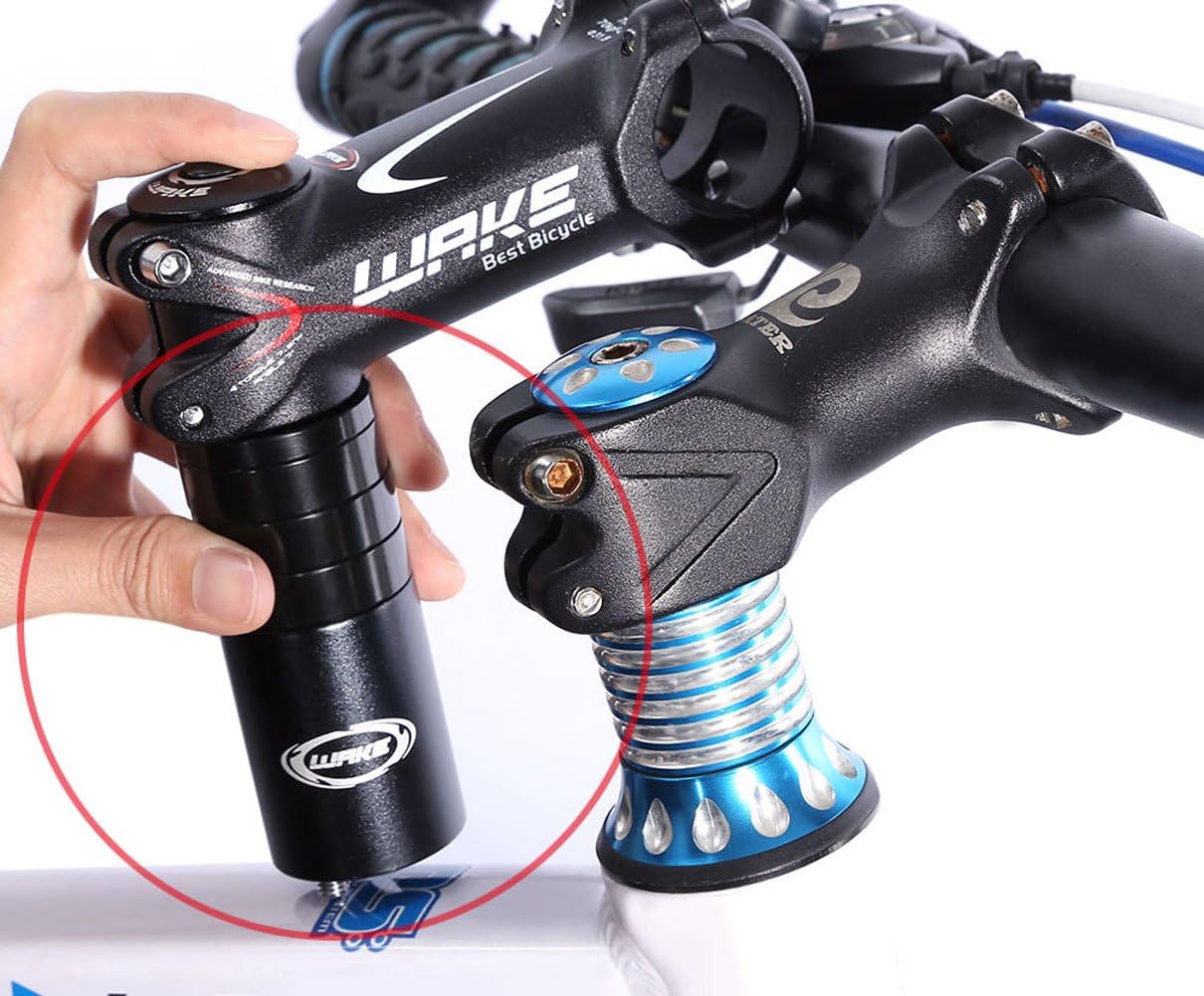 WAKE Bike Stem Riser Bike Fork Stem Extender Bicycle Handlebar Raiser Head Up Adapter Suitable for Mountain Bike, Road Bike, MTB, BMX, Fixie (Aluminium Alloy, Adjustable)