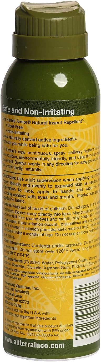 Kids Herbal Armor DEET-Free Pump Spray 4oz. Insect Repellent, Plant-Based and All-Natural Bug Repellent, Safe for Family and Pets, Mosquito and Bug Protection
