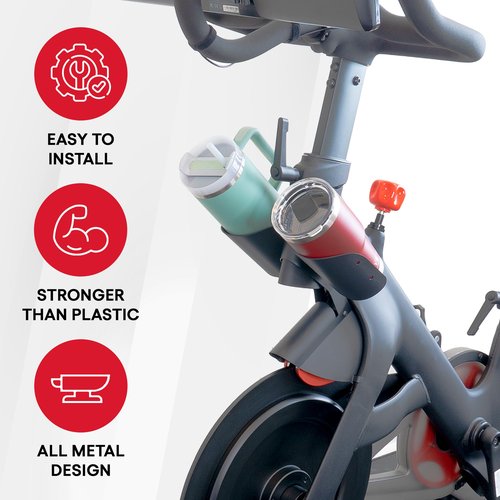 XL Replacement Bottle Holders for Original Peloton Bike with Mounting Bracket, Solid All-Black Metal Design, Direct Replacement Mount - Fits YETI + Nalgene + Hydro Flask