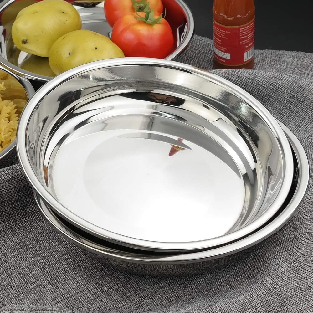 Anbers 18/10 Stainless Round Dinner Plates Dishes, 9.4-INCH Camping Plate, 4 Packs