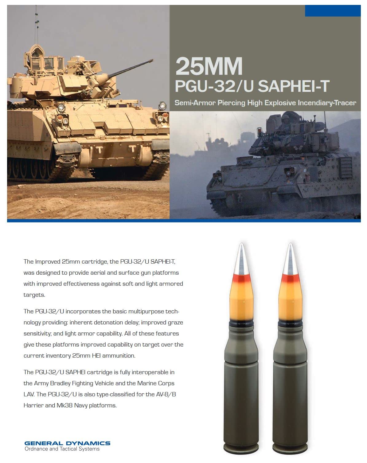 General Dynamics 25mm Bushmaster Dummy Round OEM HEI Fired by The M242 INERT Display