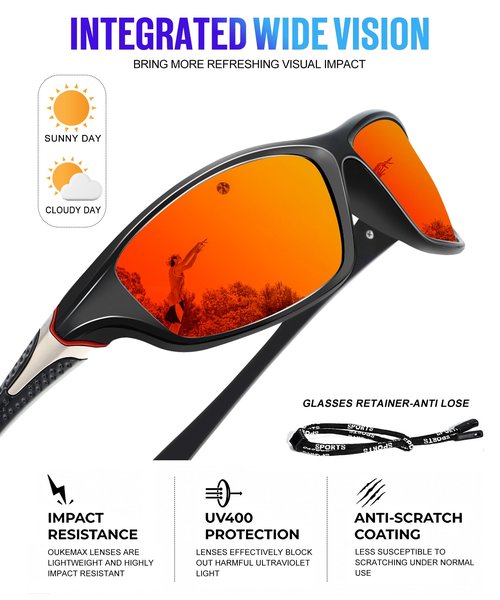 OUKEMAX Polarized Sunglasses-Men Sports Sunglasses: Mens Sunglasses Polarized Running Sun Glasses Driving Fishing 3 Packs